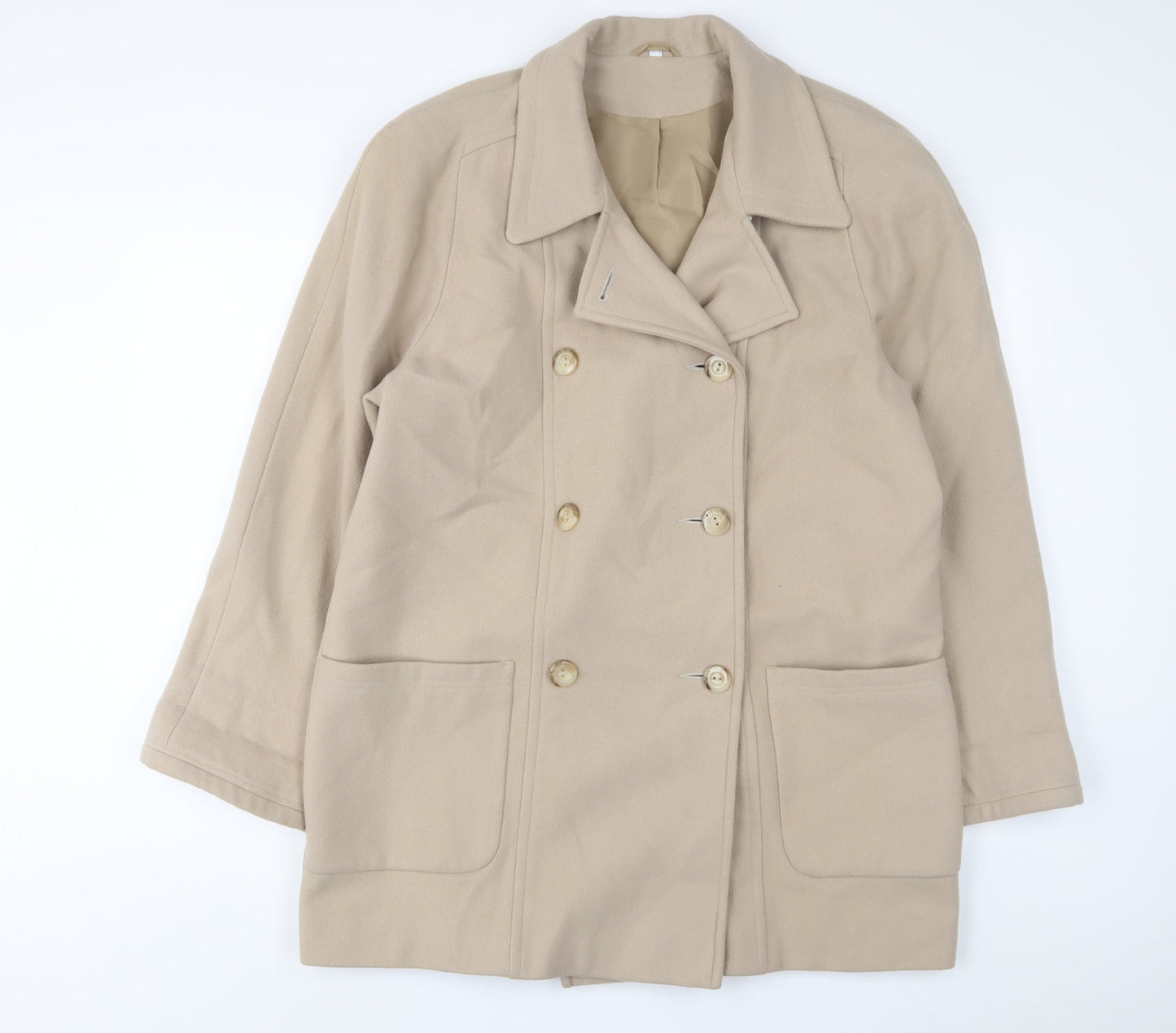 Essentials Womens Beige Jacket Coat Size 4 Button