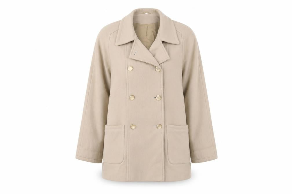 Essentials Womens Beige Jacket Coat Size 4 Button