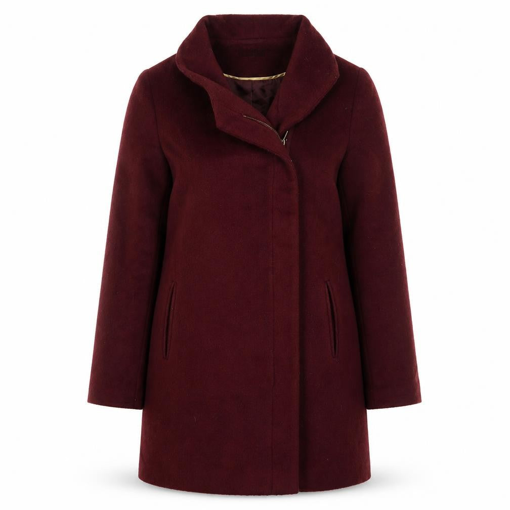 New Look Womens Red Overcoat Coat Size 12 Zip - Pockets