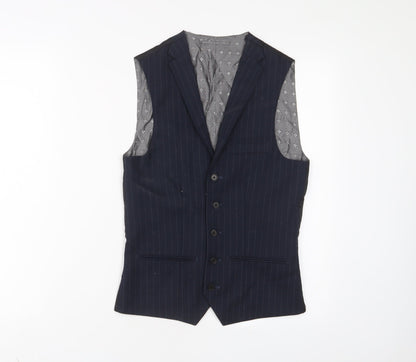 Next Mens Blue Wool Jacket Suit Waistcoat Size 34 Regular