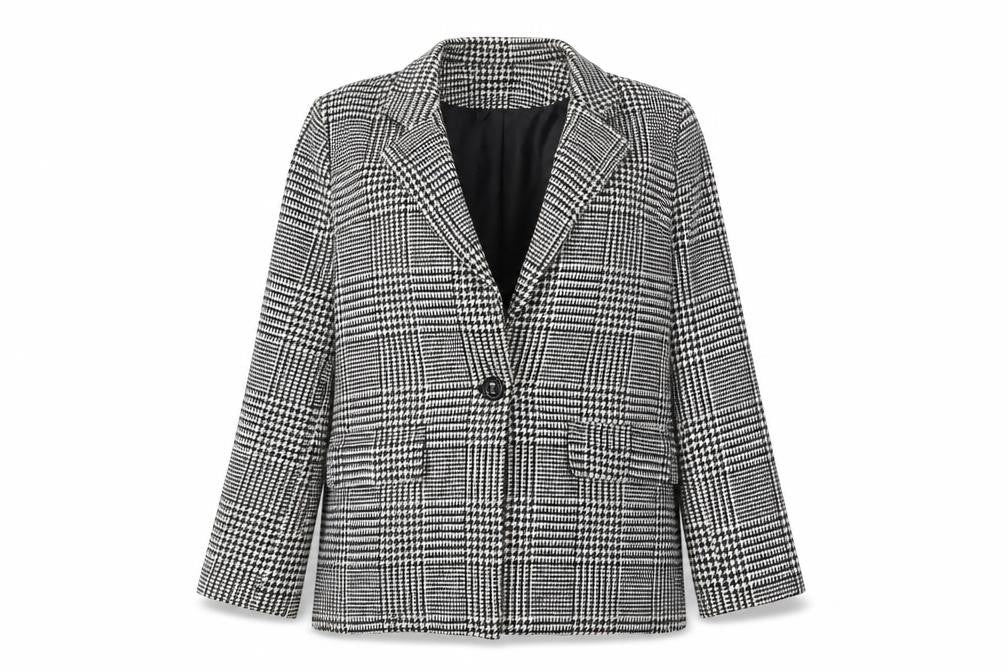 Boohoo Womens White Herringbone Jacket Size 12 Button
