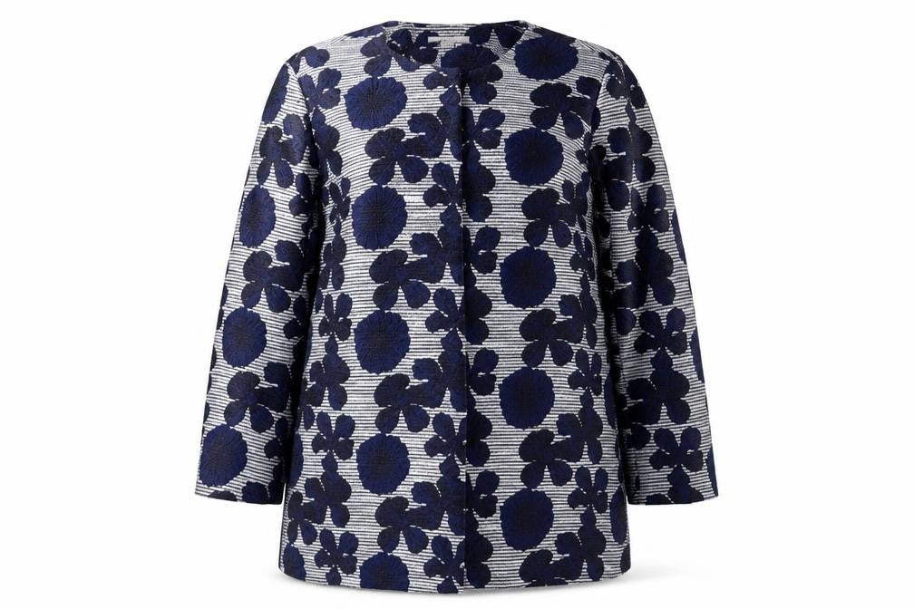 Precis Womens Blue Floral Jacket Size 14