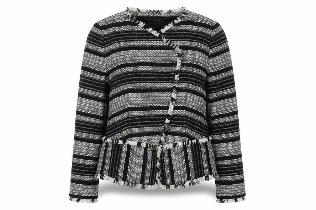 Marks & Spencer Womens Black Geometric Jacket Size 12 Snap