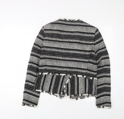 Marks & Spencer Womens Black Geometric Jacket Size 12 Snap