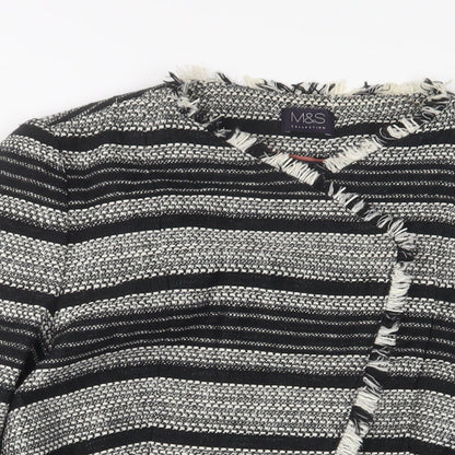 Marks & Spencer Womens Black Geometric Jacket Size 12 Snap