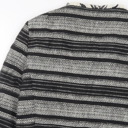 Marks & Spencer Womens Black Geometric Jacket Size 12 Snap