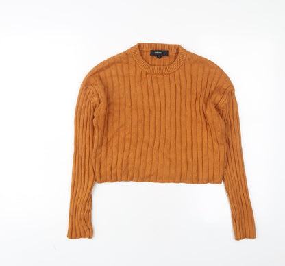 Forever 21 Womens Brown Crew Neck Acrylic Pullover Jumper Size S