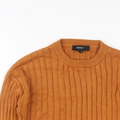 Forever 21 Womens Brown Crew Neck Acrylic Pullover Jumper Size S