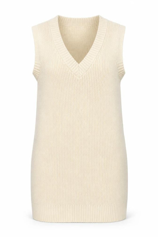 H&M Womens Ivory Acrylic Jumper Dress Size S V-Neck Pullover