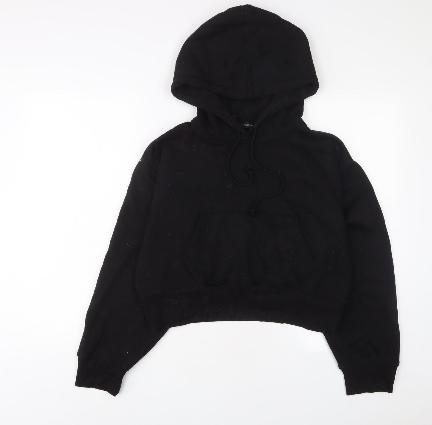 Zara Womens Black Cotton Pullover Hoodie Size L Pullover