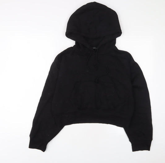 Zara Womens Black Cotton Pullover Hoodie Size L Pullover
