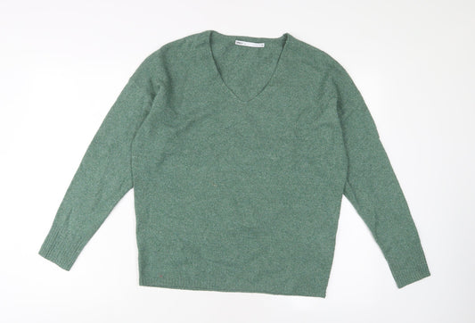 Only Womens Green V-Neck Polyester Pullover Jumper Size XS