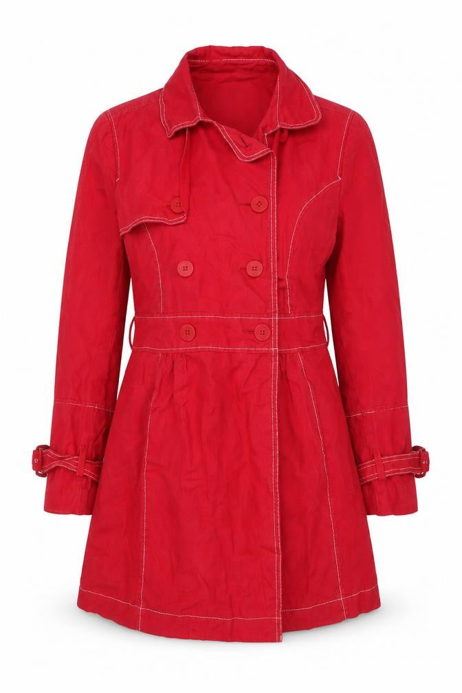 Monsoon Womens Red Pea Coat Coat Size 10 Button