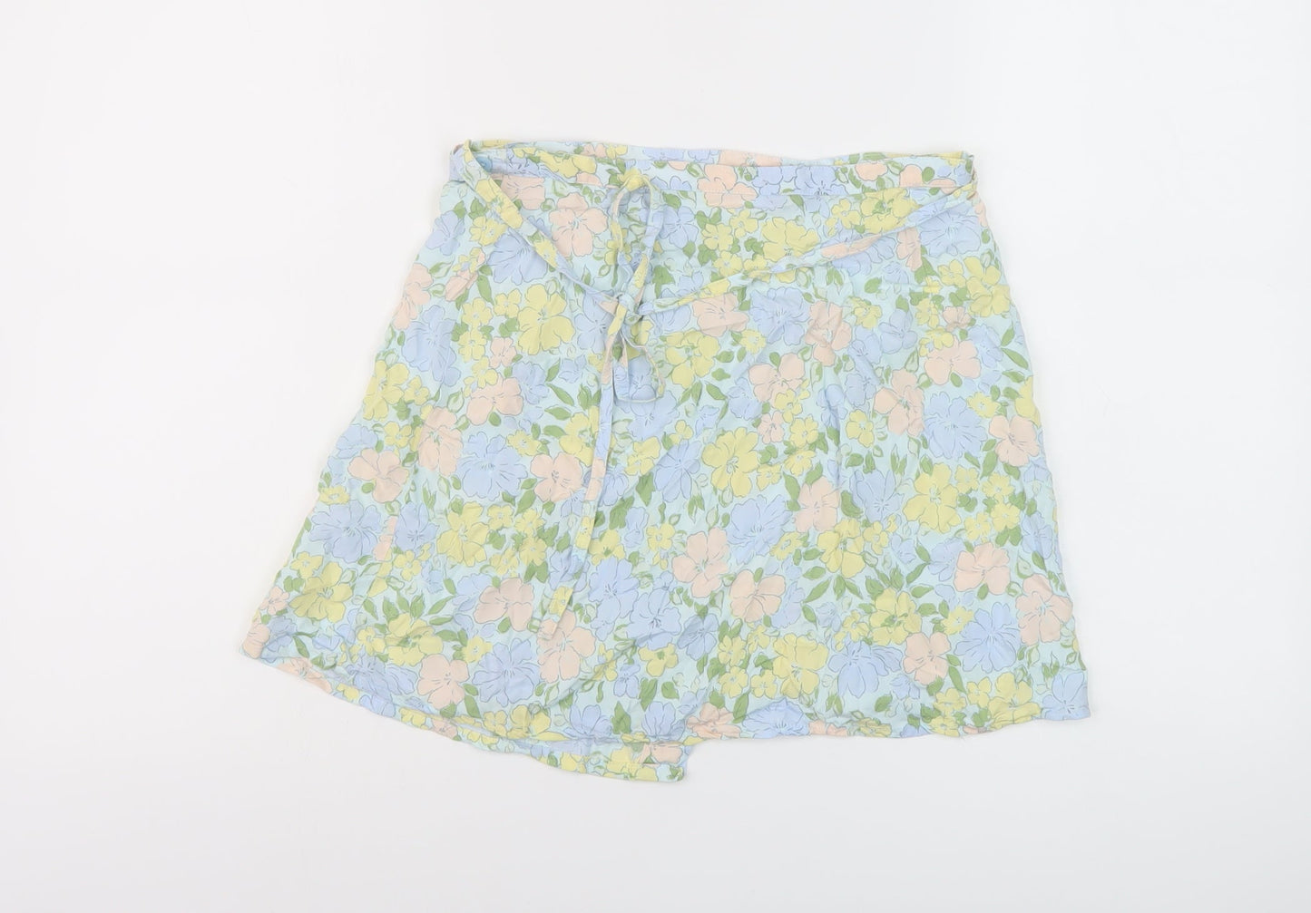 Motel Womens Multicoloured Floral Viscose Wrap Skirt Size S Tie