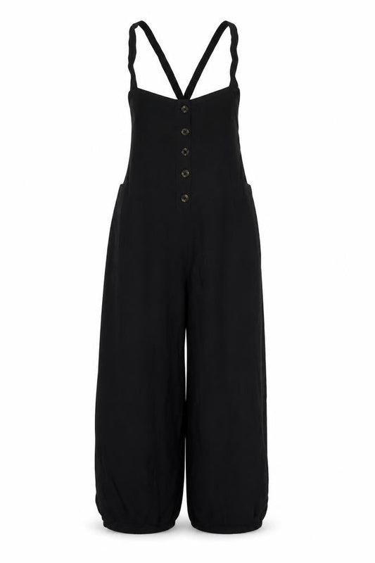 Hollister Womens Black Viscose Jumpsuit One-Piece Size XS Button
