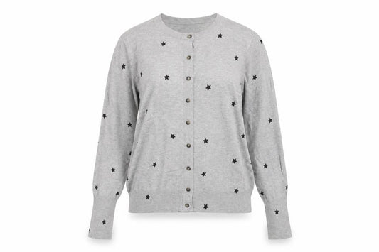 Marks & Spencer Womens Grey Round Neck Geometric Viscose Cardigan Jumper Size 16