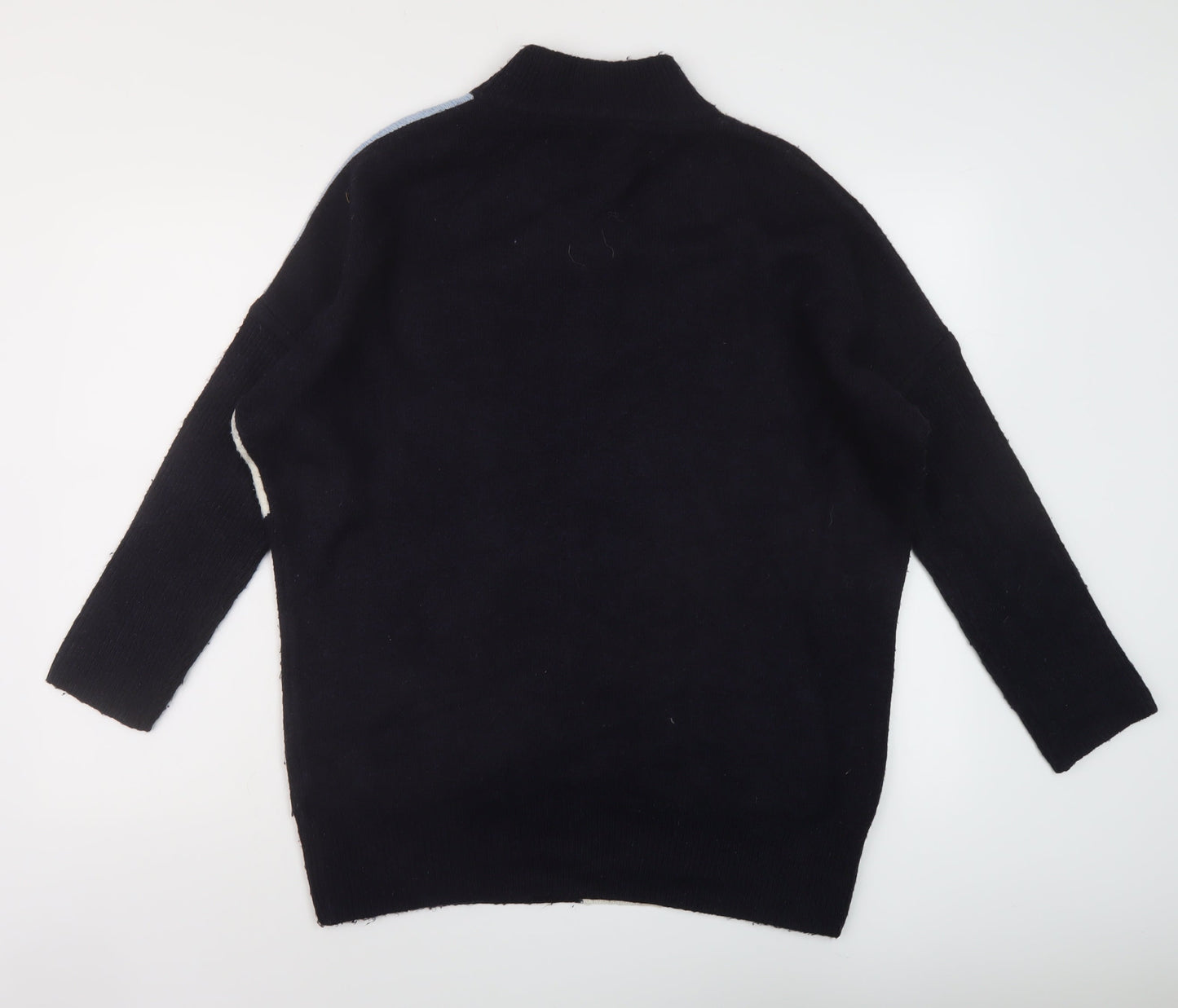 Marks and Spencer Womens Blue Mock Neck Acrylic Tunic Jumper Size M