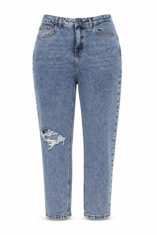 New Looj Womens Blue Cotton Mom Jeans Size 12 L26 in Regular Button