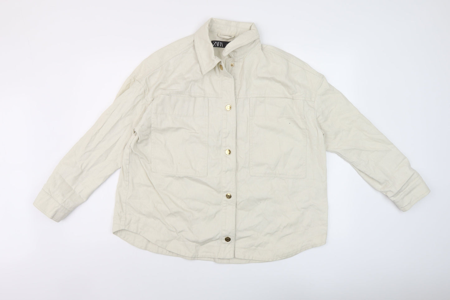 Zara Womens Beige Jacket Size S Snap