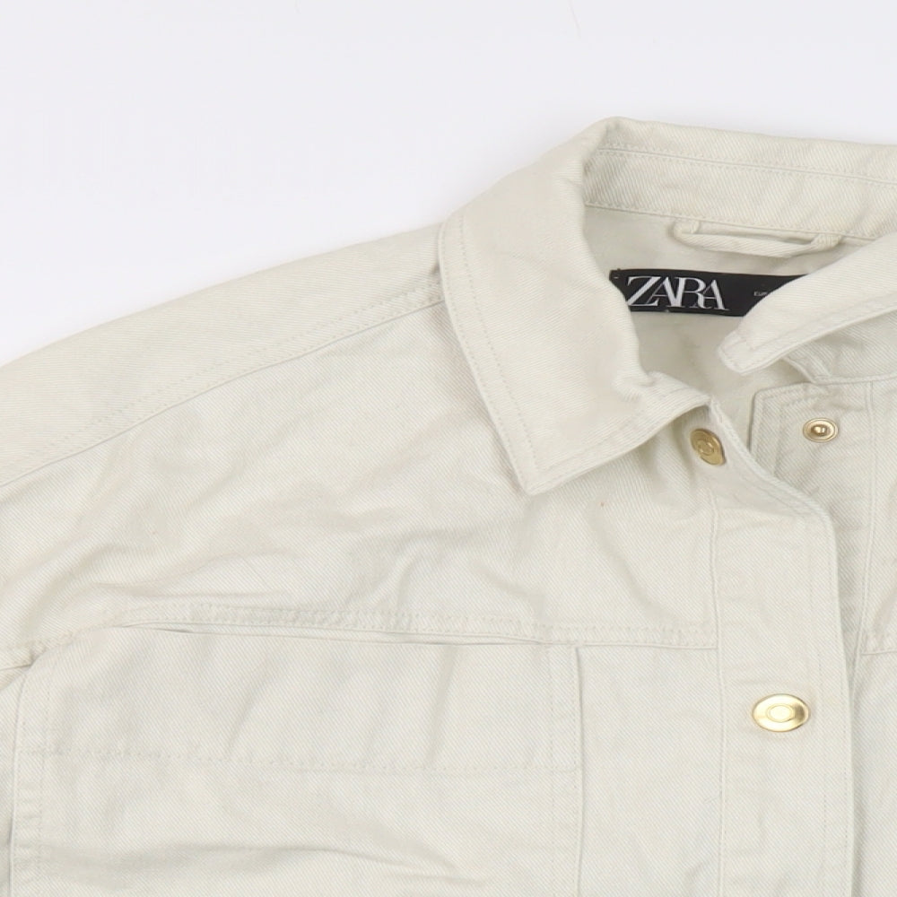 Zara Womens Beige Jacket Size S Snap
