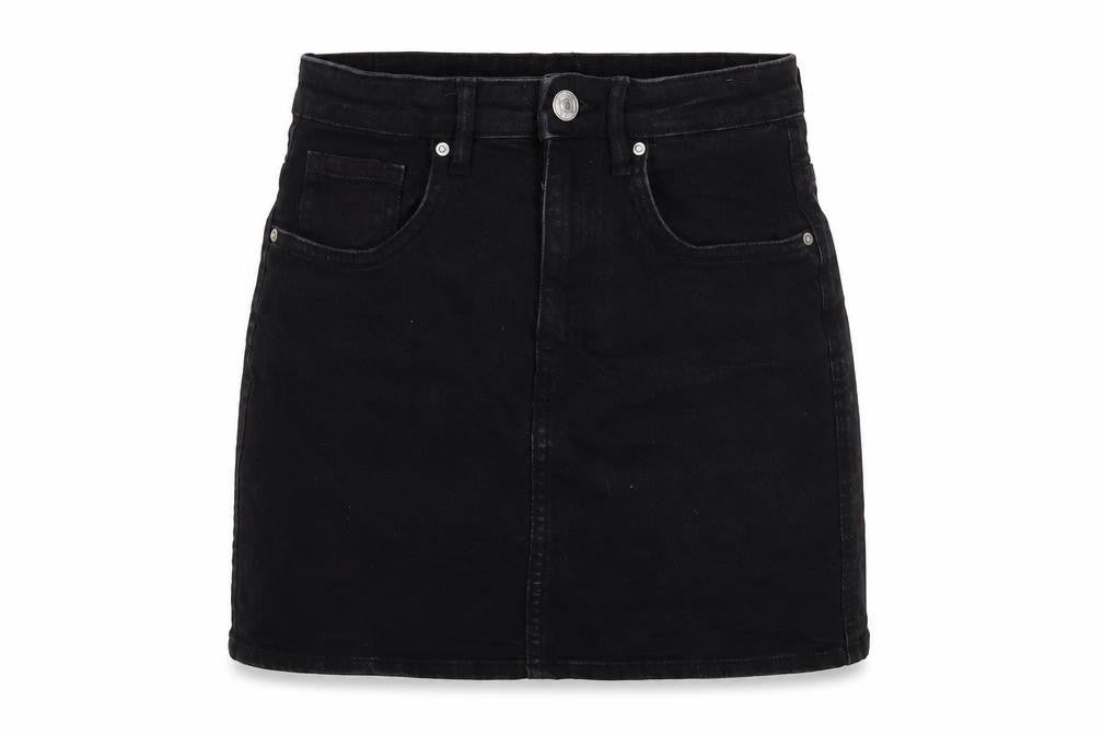 Zara Womens Black Cotton Mini Skirt Size S Button