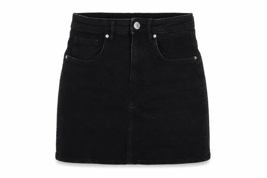 Zara Womens Black Cotton Mini Skirt Size S Button