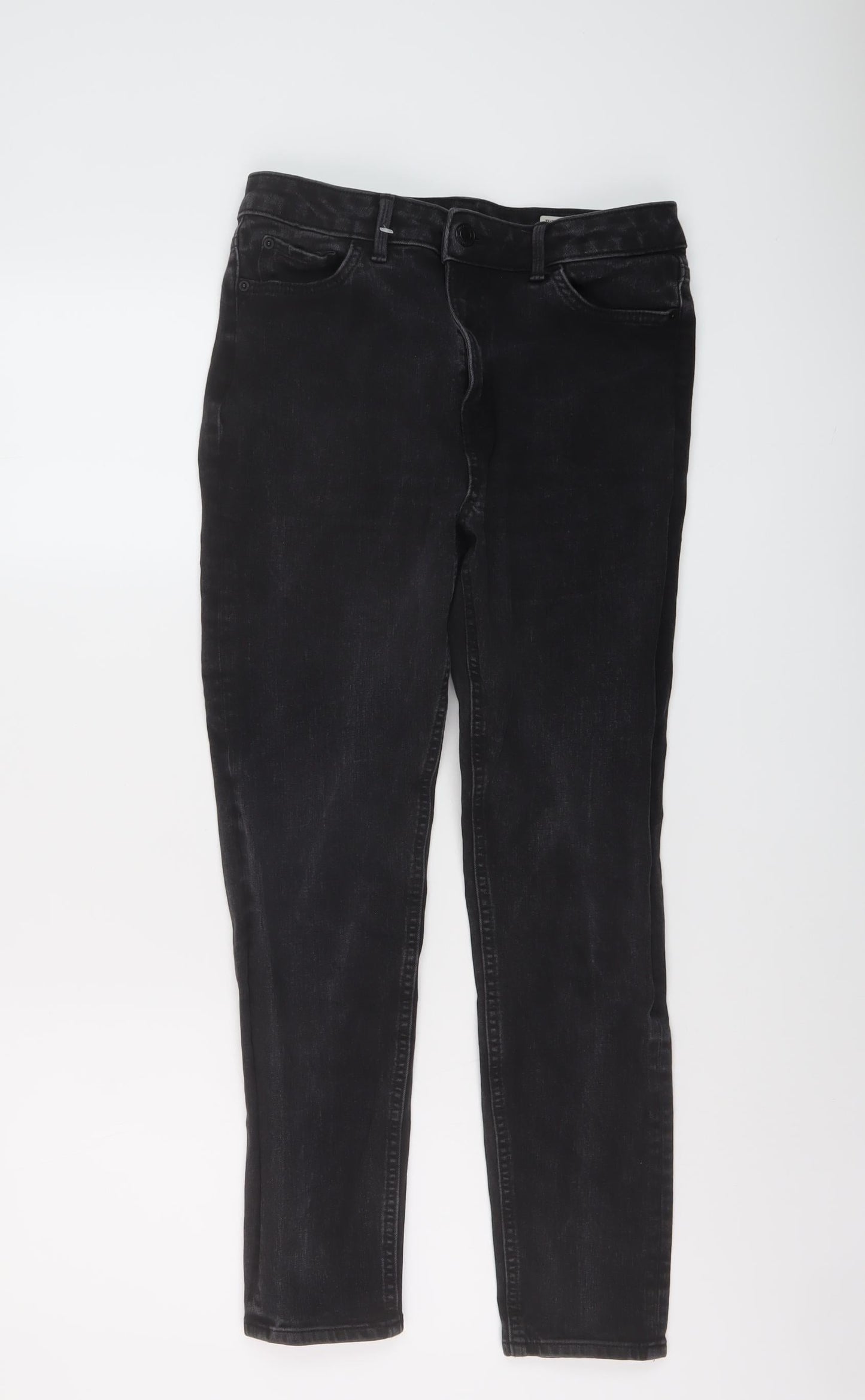 Marks and Spencer Womens Black Cotton Skinny Jeans Size 12 L26 in Regular Button