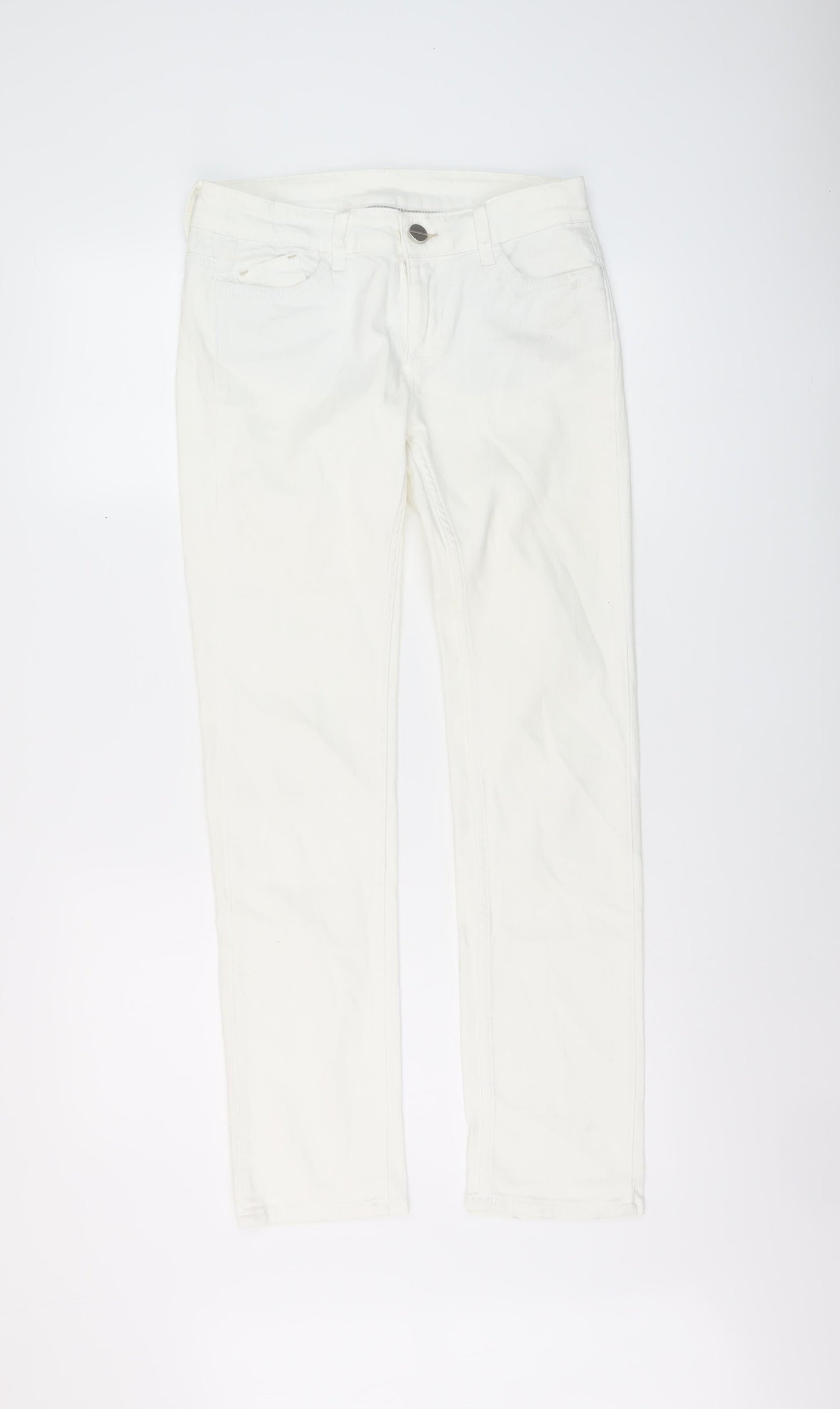 Marks and Spencer Womens Ivory Cotton Skinny Jeans Size 8 L29 in Regular Button