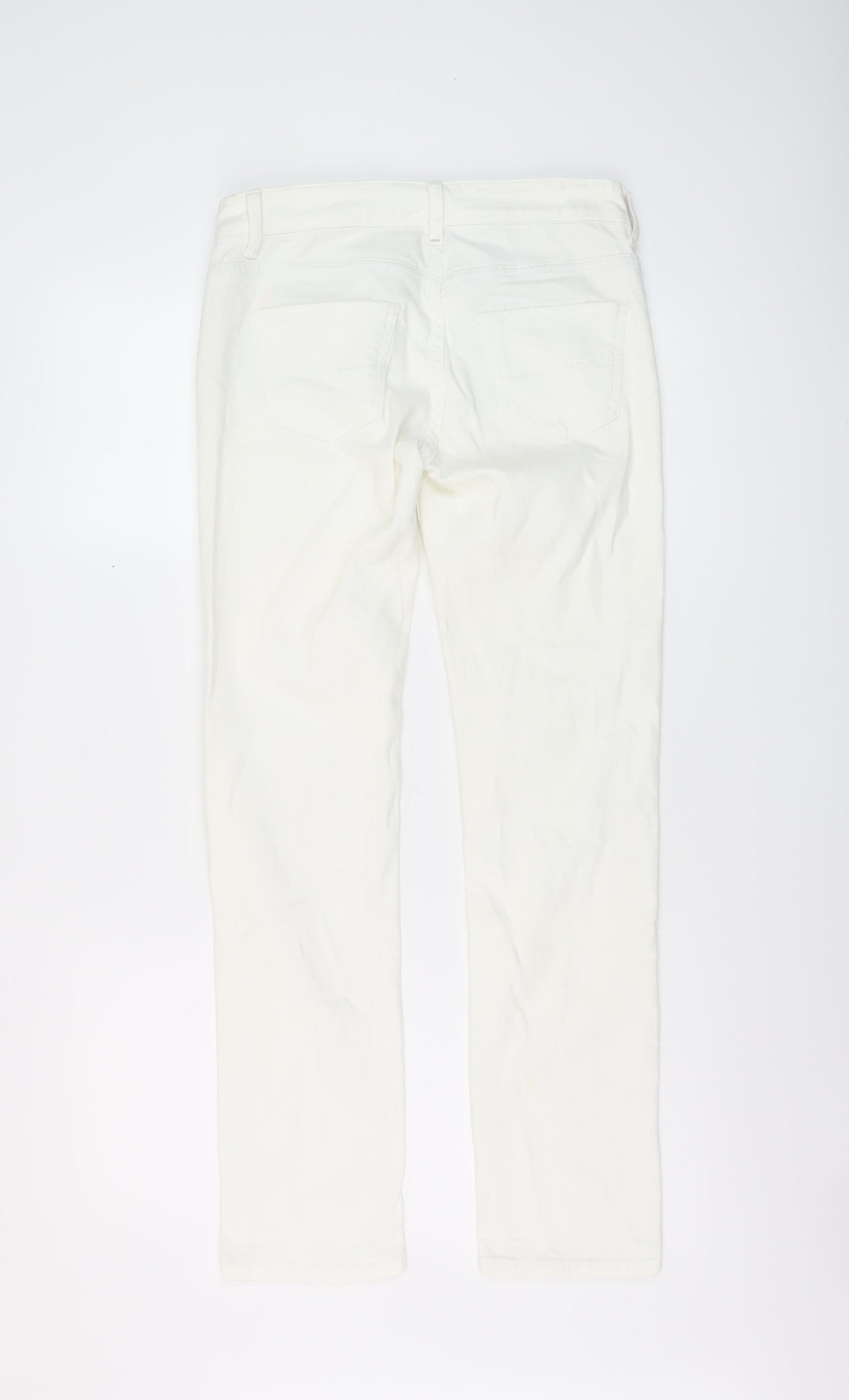 Marks and Spencer Womens Ivory Cotton Skinny Jeans Size 8 L29 in Regular Button