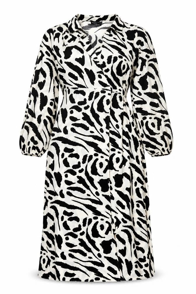 ASOS Womens Ivory Geometric Polyester Wrap Dress Size 12 Collared Tie