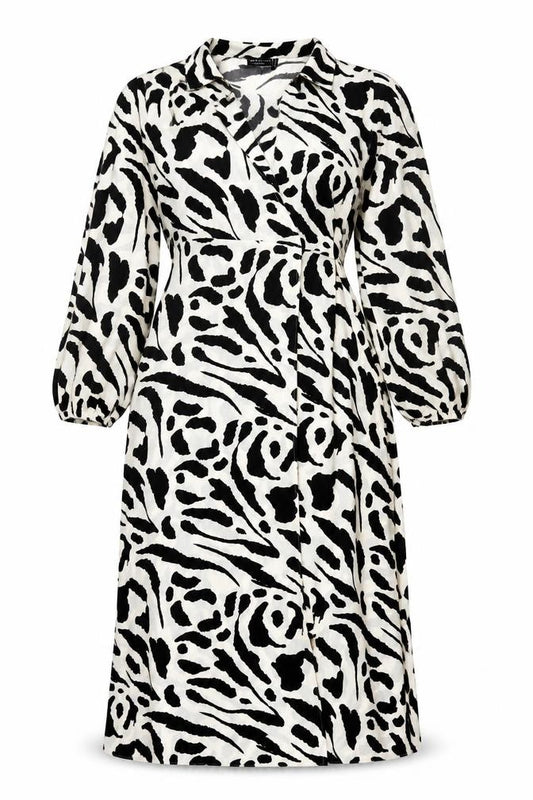 ASOS Womens Ivory Geometric Polyester Wrap Dress Size 12 Collared Tie