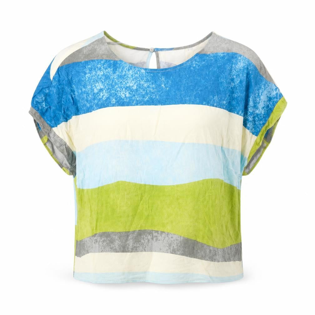 Foil Womens Multicoloured Striped Viscose Basic Blouse Size 8 Round Neck