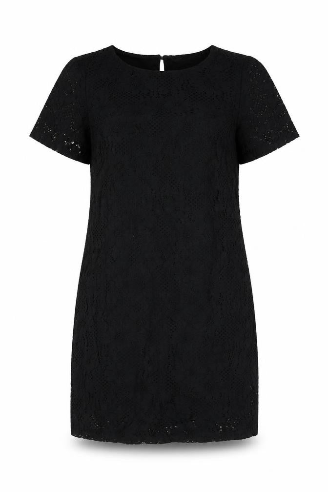 Dorothy Perkins Womens Black Cotton Shift Size 8 Round Neck Button