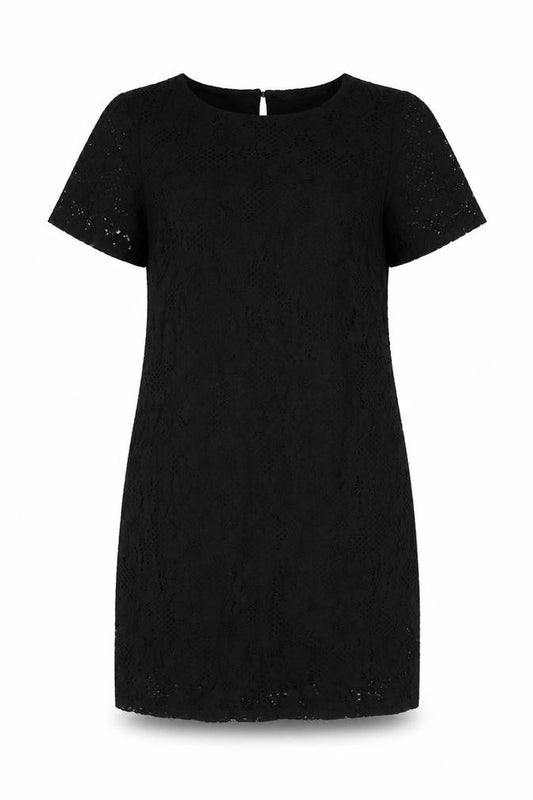 Dorothy Perkins Womens Black Cotton Shift Size 8 Round Neck Button