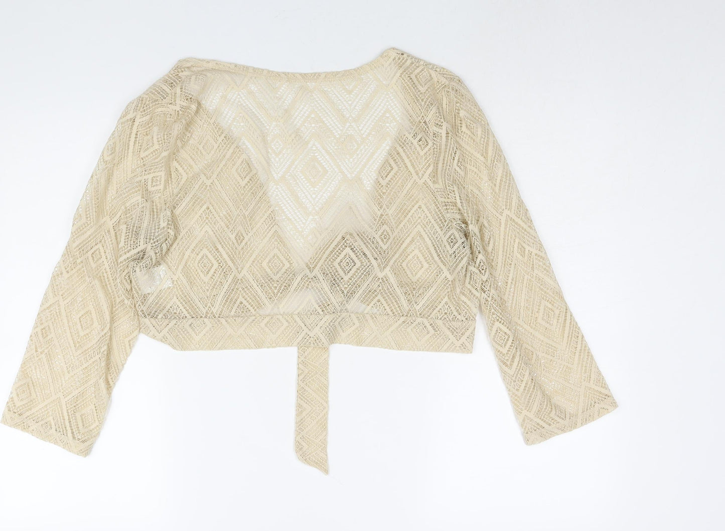 NEXT Womens Beige V-Neck Polyester Shrug Jumper Size 20