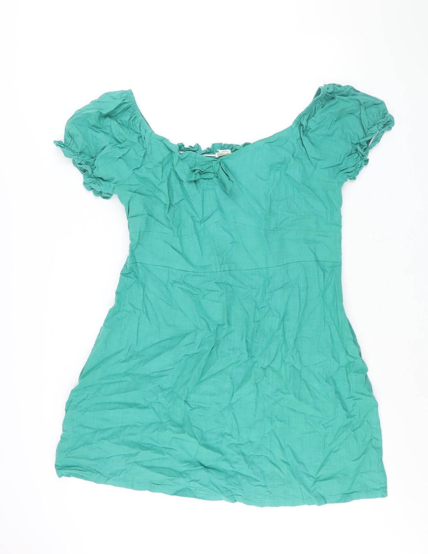 Glamorous Womens Green Viscose A-Line Size 20 Boat Neck Zip - Bow Detail