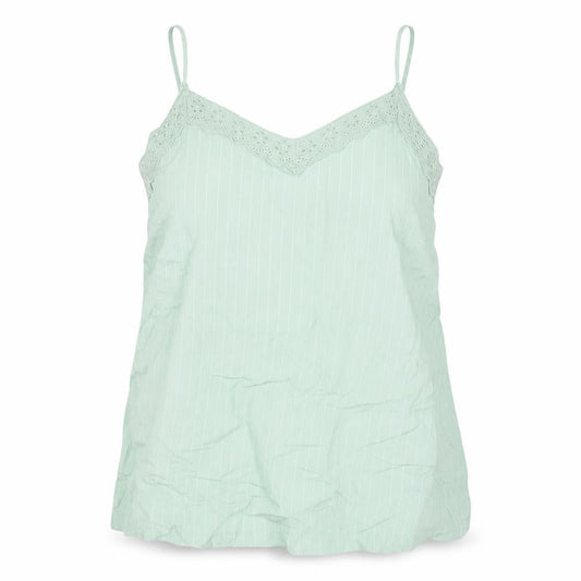 Marks and Spencer Womens Green Striped Viscose Camisole Blouse Size 6 V-Neck - Lace Trim