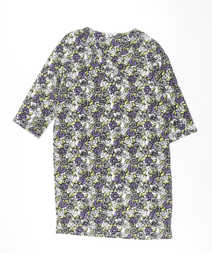 Next Womens Multicoloured Geometric Polyester Shift Size 10 V-Neck Pullover - Floral Print