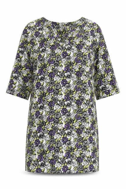 Next Womens Multicoloured Geometric Polyester Shift Size 10 V-Neck Pullover - Floral Print