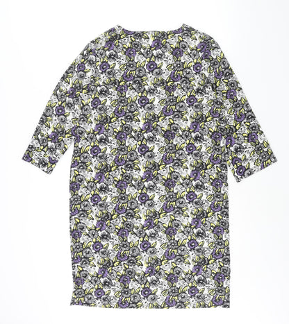 Next Womens Multicoloured Geometric Polyester Shift Size 10 V-Neck Pullover - Floral Print