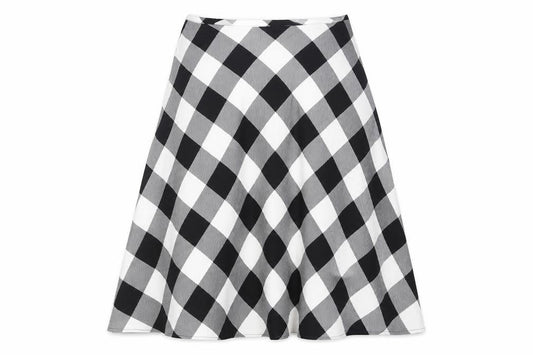 Marks & Spencer Womens Black Check Polyester A-Line Skirt Size 18 Zip