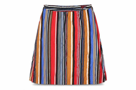 Next Womens Multicoloured Striped Cotton A-Line Skirt Size 18 Zip - Belted