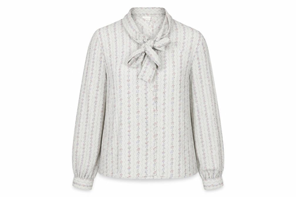 LUCIA Womens Grey Geometric Polyester Basic Blouse Size 16 Mock Neck - Tie Detail
