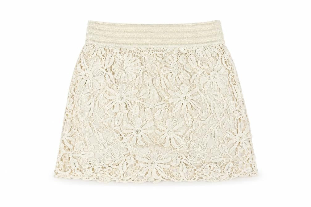FOREVER 21 Womens Beige Cotton Mini Skirt Size M - Elasticated Waist