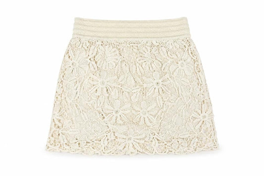 Forever 21 Womens Beige Cotton Mini Skirt Size M - Elasticated Waist