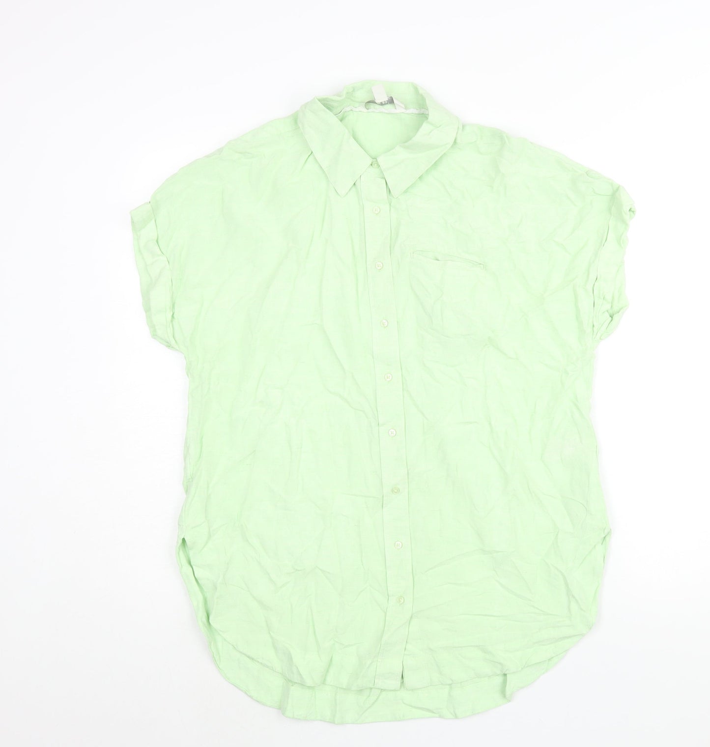 NEXT Womens Green Viscose Basic Button-Up Size M Collared