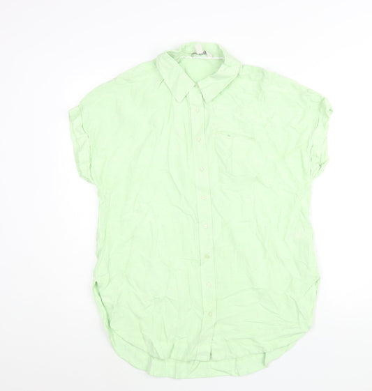 NEXT Womens Green Viscose Basic Button-Up Size M Collared