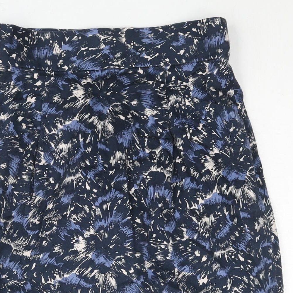 French Connection Womens Blue Geometric Cotton Straight & Pencil Skirt Size 6 Zip - Pocket