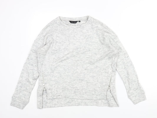 New Look Womens Grey Round Neck Acrylic Pullover Jumper Size 8 - Zip Detail