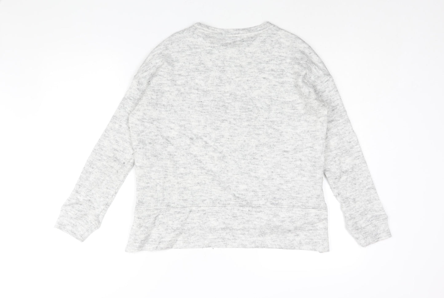 New Look Womens Grey Round Neck Acrylic Pullover Jumper Size 8 - Zip Detail